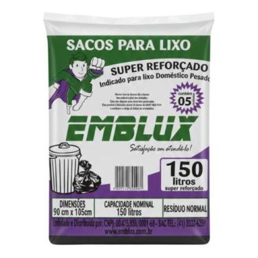 Imagem de Saco para lixo emblux reforçado 150 lt almofada 1x5