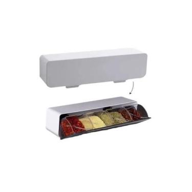 Imagem de Porta Tempero Prana Cozinha Condimentos 4 Divisórias de Parede