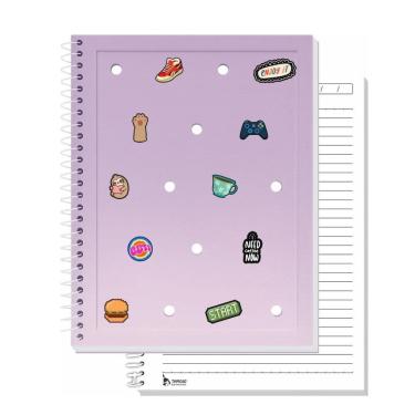 Imagem de Caderno Universitario Charms Personalizavel Pingente 160F 10 materias Lilas