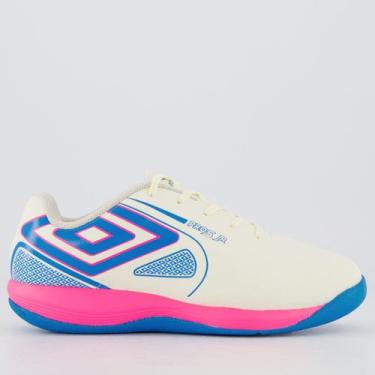 Imagem de Chuteira Umbro Pro 5 Futsal Juvenil Branca e Rosa, 29