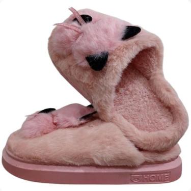 Imagem de Pantufa Chinelo De Quarto Feminino Gato PU2577 - NOVA RIO, Rosa claro,