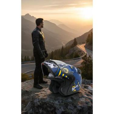 Imagem de Capacete Escamoteável Azul Brilhante 58: Segurança e Estilo - Congratu
