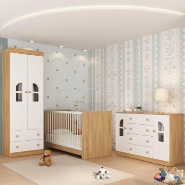 Imagem de Quarto De Bebê Completo Berço 3 Em 1 Para Colchão 130x60cm Amora Multi