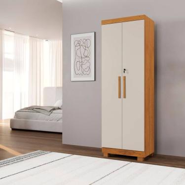 Imagem de Armário Multiuso 2 Portas com Chave 100% Mdf Toronto Espresso Móveis Cinamomo/Off White