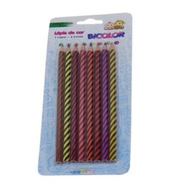 Imagem de Lápis de Cor Sextavado Bicolor 8 Lápis 16 Cores Leonora