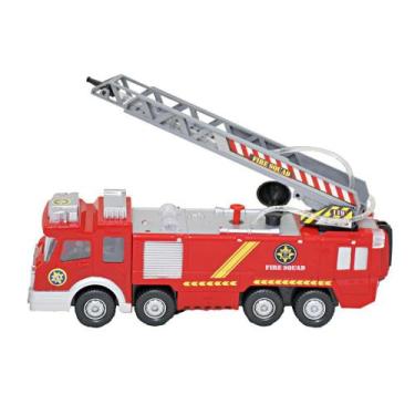 Imagem de Caminhão De Bombeiro infantil de brinquedo Lança Água Som Luz e Movime