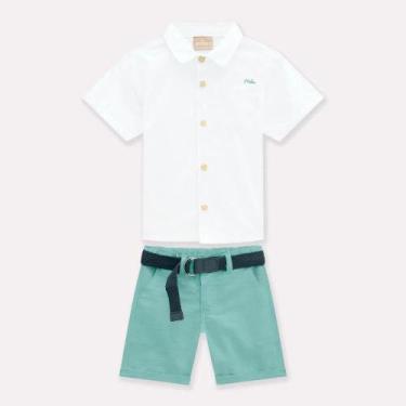Imagem de Roupa Infantil Conjunto milon Camisa Em Tricoline E Bermuda Em Linho, 