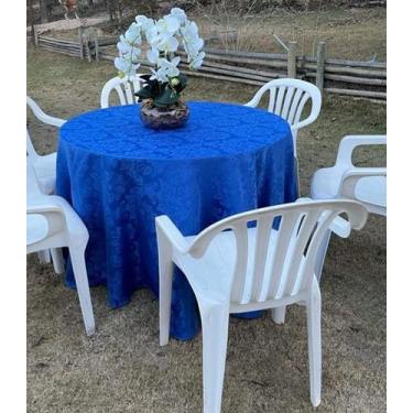 Imagem de Toalha de jackard azul royal pra mesa redonda tampão até 1,20 - Artesa