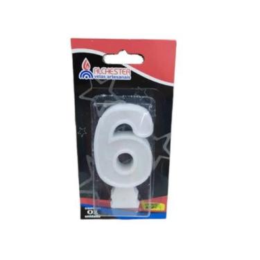 Imagem de Vela Aniv C/Gliter 6 Branco Alchester Velas - ALCHETSTER, Unico, Unico