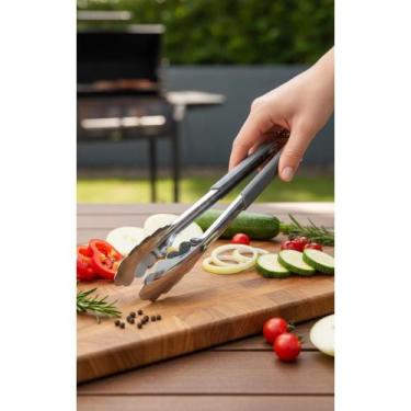 Imagem de Pinça Cozinha Aço Inox Cabo Silicone Cinza 24cm Segura - Congratulatio