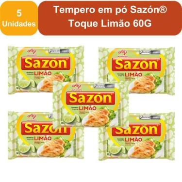 Imagem de Kit 5 Unidades Tempero em Pó Sazón Toque Limão 60g Realce Sabor Rápido