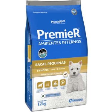 Imagem de Ração Premier Pet Ambientes Internos Cães Filhotes Frango e Salmão
