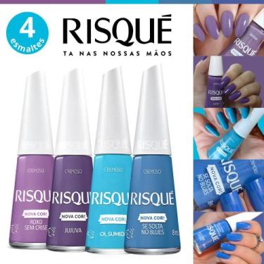 Imagem de Kit 10 Esmaltes Risqué Tons Lilas Azul e Rosa Esmaltes Atacado, 4 Core