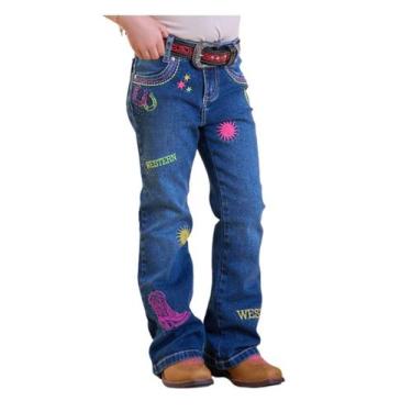 Imagem de Calça Jeans Infantil Menina Bordada com Brilho Bill Way Ref:41162 Cor: