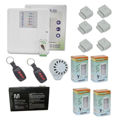 Imagem de Kit Alarme Central Wi-Fi D200 10 Sensores sem Fio com Bateria 12V Bivolt Hombrus