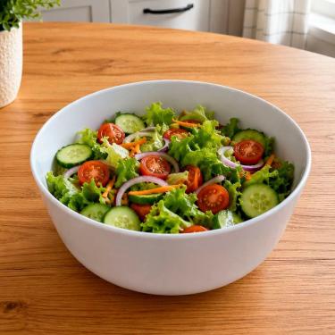 Imagem de Tigela Bowl Grande Saladeira em Melamina 2700ML Leve Resistente e Durável para Servir Alimentos Branca