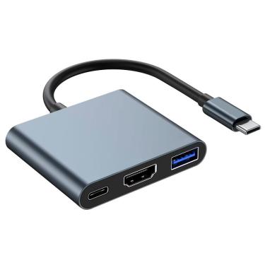 Imagem de Hub USB Tipo C 3.1 Satellite A-HUBC56 com 3 Portas USB 3.0 HDMI e USB-C Fêmea Cinza