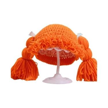 Imagem de Gorro De Lã Com Peruca Encaracolada Para Meninas De 0 a 3 Anos, Gorro 