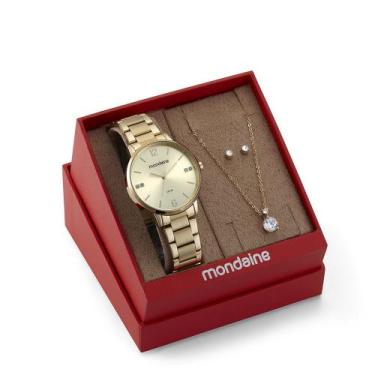 Imagem de Relógio Mondaine Feminino Grande Original Dourado Prova DÁgua com Cola