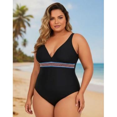 Imagem de Maiô Feminino Plus Size Preto Sem Bojo LYCRA Xtra Life Proteção UV FPU