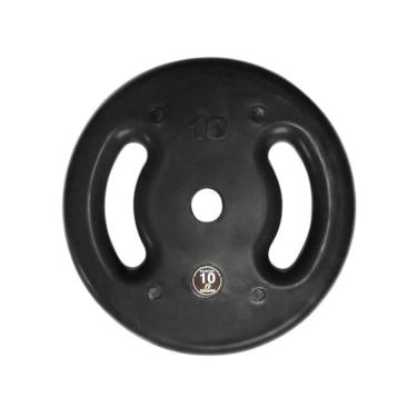 Imagem de Anilha Ferro Fundido Injetada Alça Lateral 10,0kg Revestida PVC Granulado Inox Anilhas Fitness