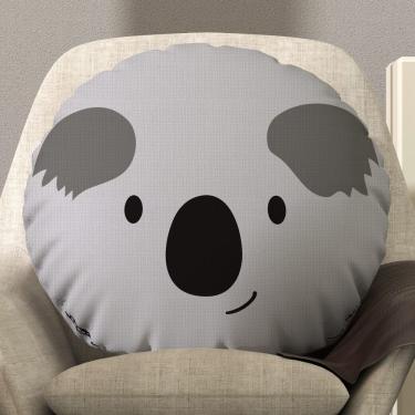 Imagem de Almofada Redonda Avulsa Cheia Infantil Bichinhos 45cm X 45cm - Enchimento De Silicone Estampa Coala