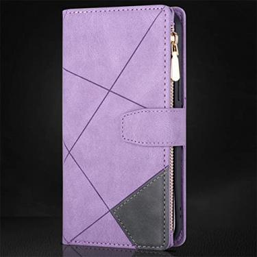 Imagem de Carteira com zíper magnético de couro de luxo flip case para huawei p40 p30 pro lite p y7 y6 2019, roxo, para huawei p30