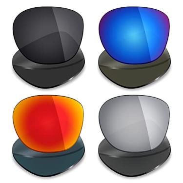 Imagem de Mryok 4 pares de lentes polarizadas de substituição para óculos de sol Oakley Manorburn OO9479-56 mm - preto furtivo/vermelho/azul gelo/titânio prateado