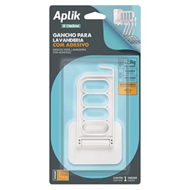 Imagem de Ordene - Gancho Plástico para Lavanderia com Adesivo, Cor Branca, Linha Aplik