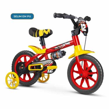 Imagem de Bicicleta Infantil com Rodinhas - Aro 12 - Selim PU - Motor X - Vermelho - Nathor