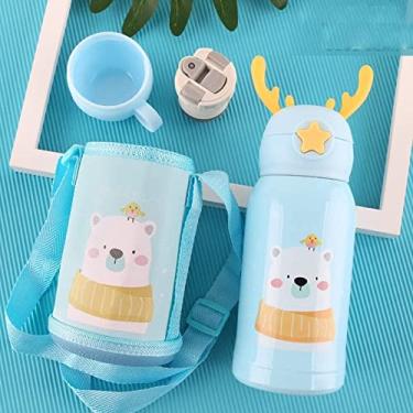 Imagem de Garrafa Térmica Inox Infantil 550ml, Thermos Cup, Parede Dupla, Urso, IBMKIDS