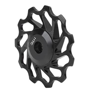 Imagem de Polia do Desviador Traseiro da Bicicleta, Rolamento da Roda Dianteira da Bicicleta Roda de Alumínio: roda guia cerâmica de 11 dentes preta