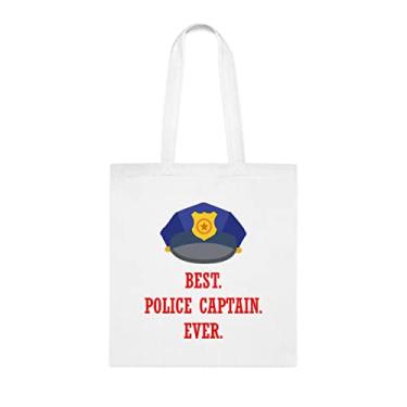 Imagem de Bolsa Tote Capitão da Polícia, Melhor Capitão da Polícia, Presente do Capitão da Polícia, Bolsa de Ombro do Capitão da Polícia, Bolsas Reutilizáveis, Ideia de Presente de Cesta de Natal de Aniversário, Branco