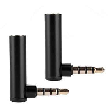 Imagem de Adaptador de áudio Taidda, adaptador de áudio ângulo reto 2 peças 3,5 mm macho para fêmea ângulo reto 90 graus conector do adaptador de áudio para celulares, tablets, notebooks, computadores, computadores digitais