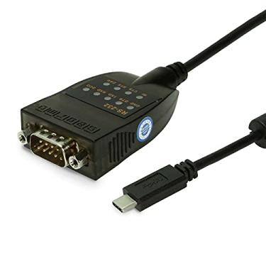 Imagem de Gearmo Adaptador serial USB-C para RS-232, chip FTDI, indicadores LED, transferência de dados de alta velocidade, compatível com várias plataformas, cabo de 90 cm