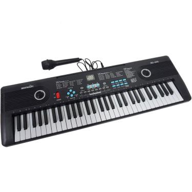 Piano infantil 61 teclas com microfone Multifuncional Órgão