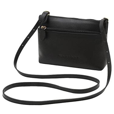 Imagem de Bolsa Transversal Feminina de Couro Bovino Legítimo Pequena Mariart Ágata (Preto)