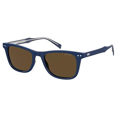 Imagem de Levi's Óculos de sol masculinos quadrados Lv 5016/S, Azul/marrom, 52mm, 19mm