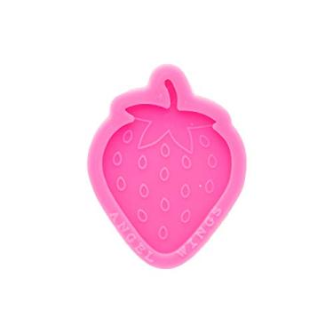 Imagem de Molde de silicone brilhante brilhante resina molde de morango se encaixa em um carretel de crachá de 1,5" epóxi artesanato moldes de silicone faça você mesmo molde de argila de polímero