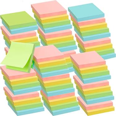 Imagem de Pacote com 80 notas adesivas cores brilhantes almofadas autoadesivas coloridas blocos de notas adesivas poste adesivos brilhantes notas adesivo notas 3 x 3 polegadas anotações suprimentos almofadas de notas para notebook escola home office