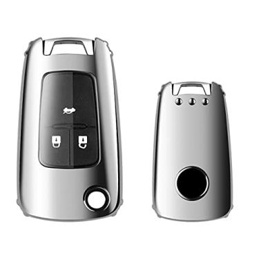 Imagem de YJADHU Capa de chave de carro TPU macio suporte de concha chaveiro, apto para Buick Chevrolet Cruze Opel Vauxhall Insígnia Mokka Encore, A, prata