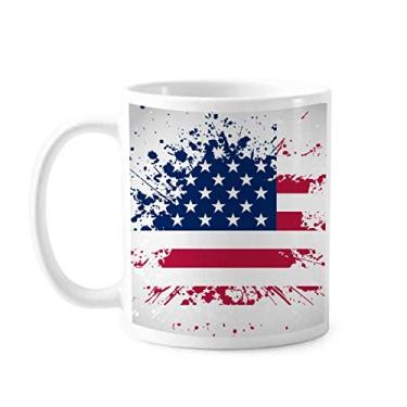 Imagem de Caneca de cerâmica com a bandeira dos Estados Unidos com estrelas e listras em cerâmica para café e porcelana