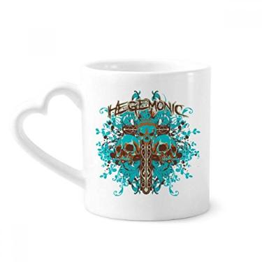 Imagem de Graffiti Street Blue Black Skull Caneca de café cerâmica copo de coração de vidro