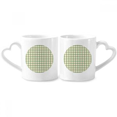 Imagem de Conjunto de canecas de porcelana para casais, padrão decorativo e verde branco, coração