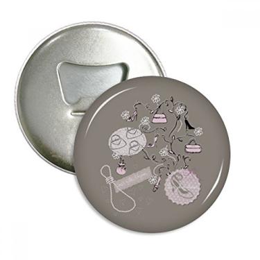 Imagem de Sapatos de salto alto padrão de saco de flores abridor de garrafa ímã de geladeira emblema multifuncional crachá