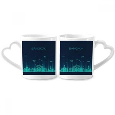 Imagem de Thai Customs Culture Shadow Bangkok Conjunto de canecas de porcelana para casais, coração de cerâmica