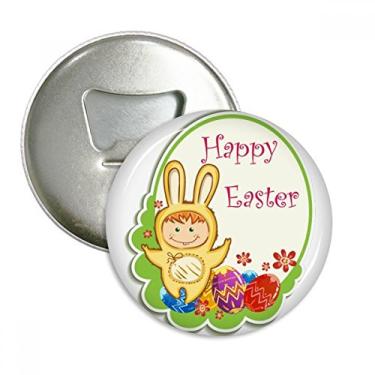 Imagem de Feliz Páscoa Coelhinho Amarelo Criança Cultura Ovo Abridor de Garrafas Imã de Geladeira Emblema Multifuncional