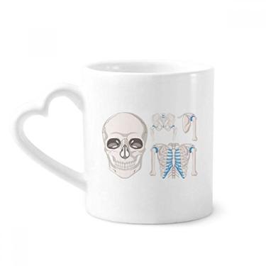 Imagem de Ilustrações de esqueleto humano Caneca de costelas de caveira caneca de café cerâmica copo de coração de vidro