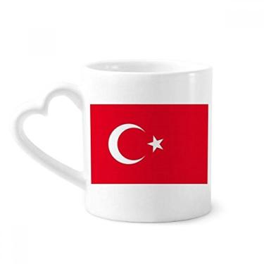 Imagem de Caneca com bandeira nacional da Turquia país da Ásia café cerâmica copo de coração de vidro