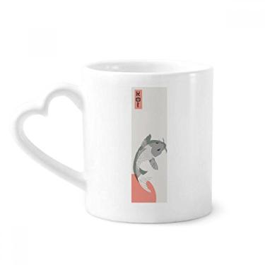 Imagem de Caneca tradicional japonesa padrão de peixe café cerâmica copo de coração de vidro
